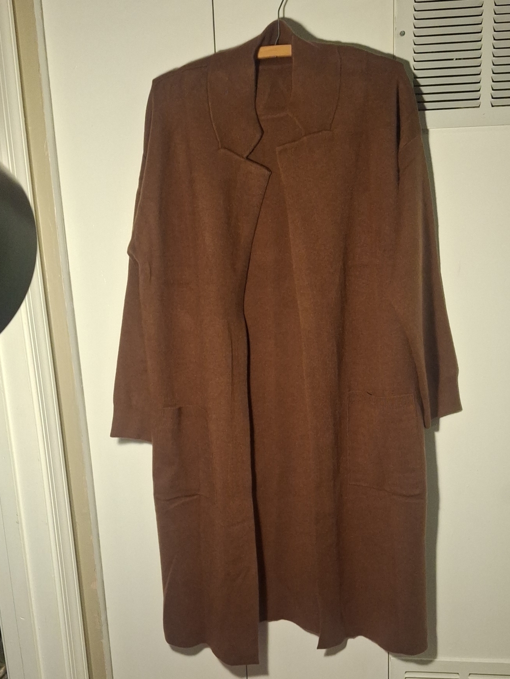 Brown Open-Front Women's Sweater Coat